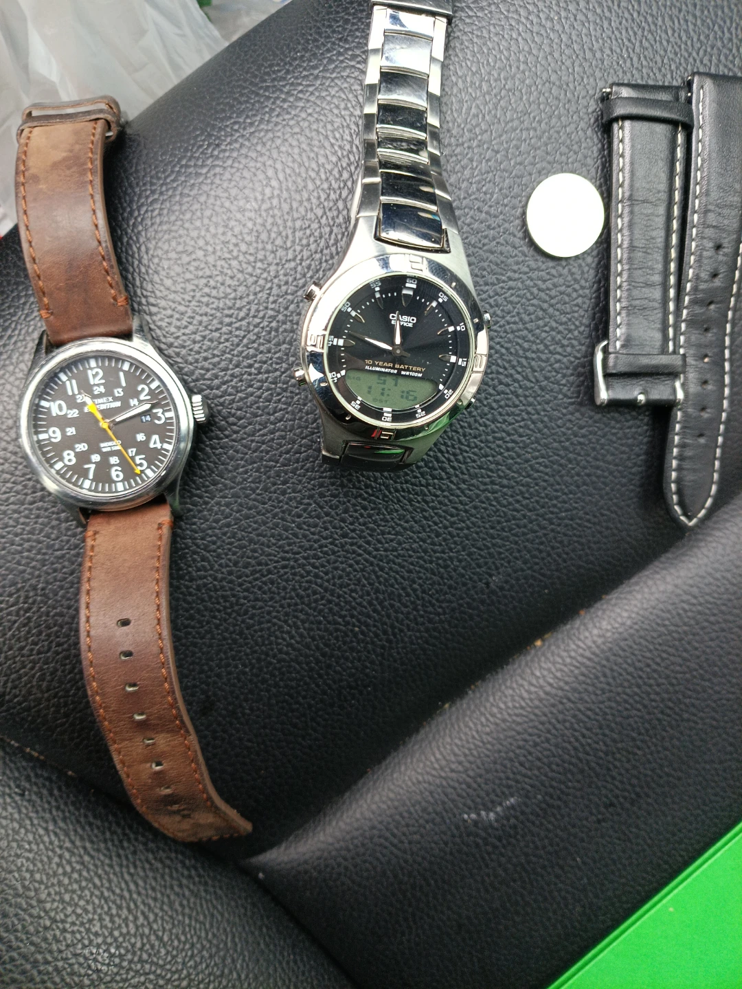 Casio Watch & Leather Strap Watch timex