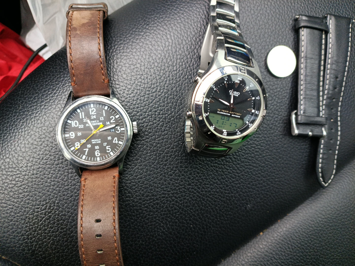 Casio Watch & Leather Strap Watch timex - photo 2