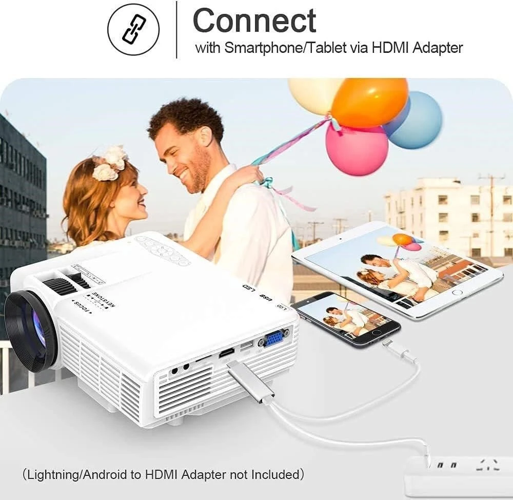 White WiFi Projector with Remote and User Manual - photo 2