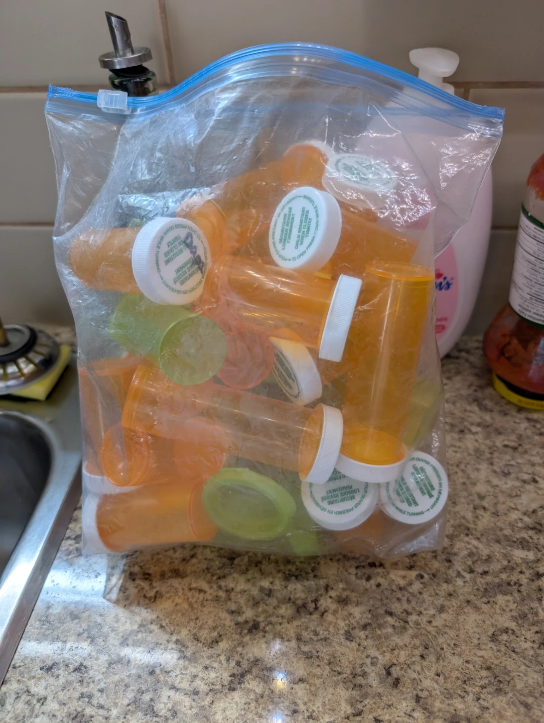 Empty Pill Bottles - Orange & Green (Approx. 20-25) - photo 2