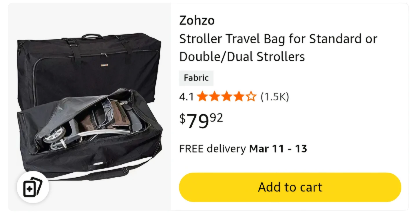 Zohzo Stroller Travel Bag