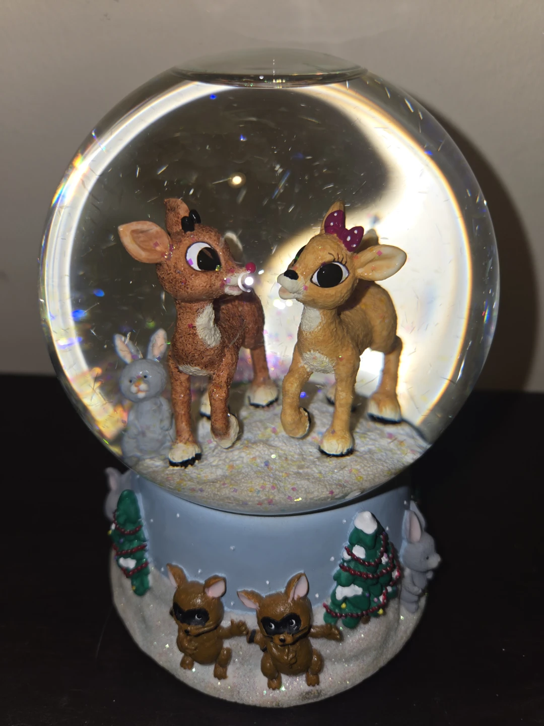 Vintage Enesco Rudolph The Red Nosed Reindeer Musical Snow Globe