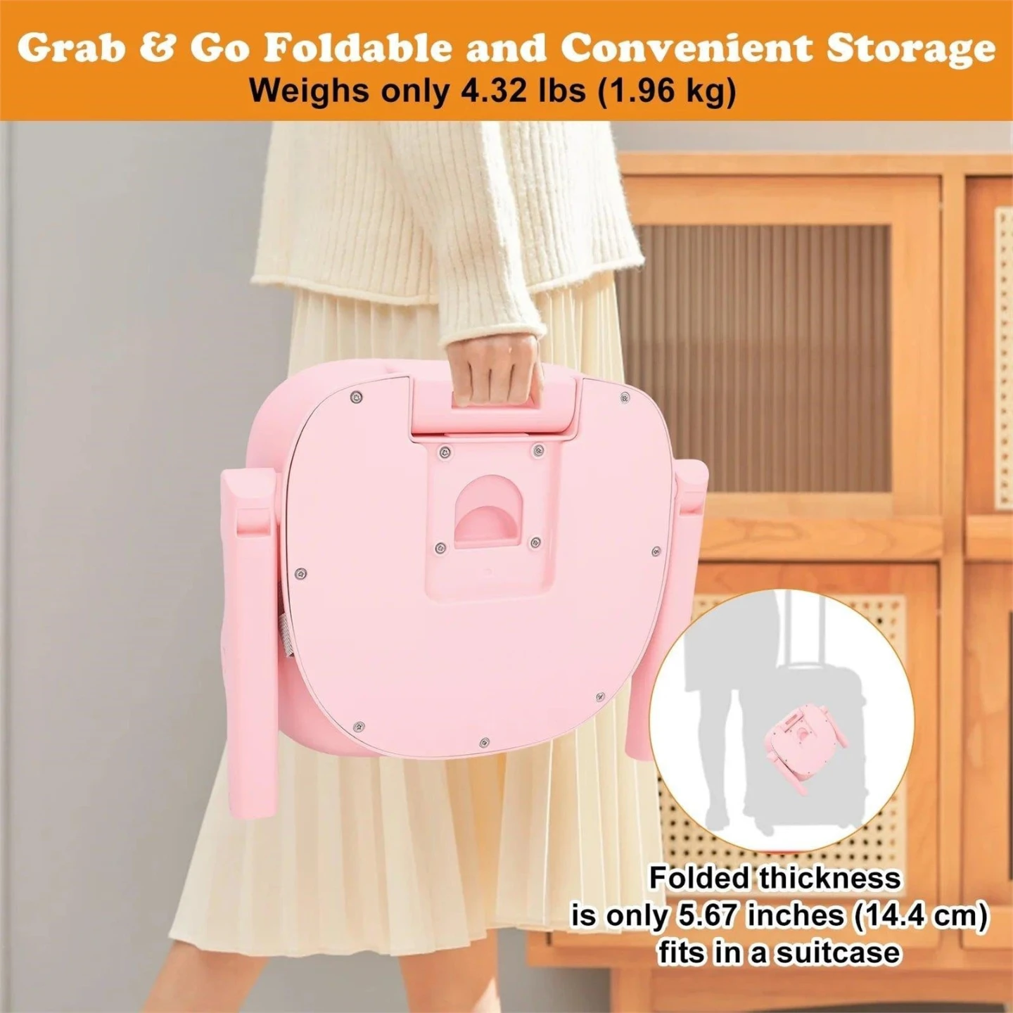 New-->Pink Portable Baby High Chair Booster Seat with Tray - photo 3