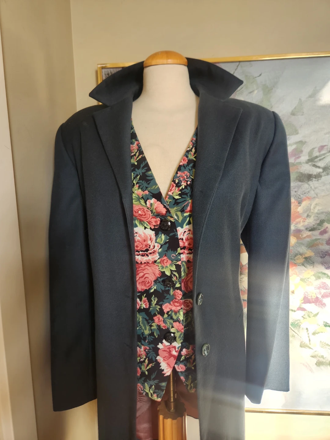 EARLY 90'S Womens Dark TEAL WOOL MAXI COAT Size 16