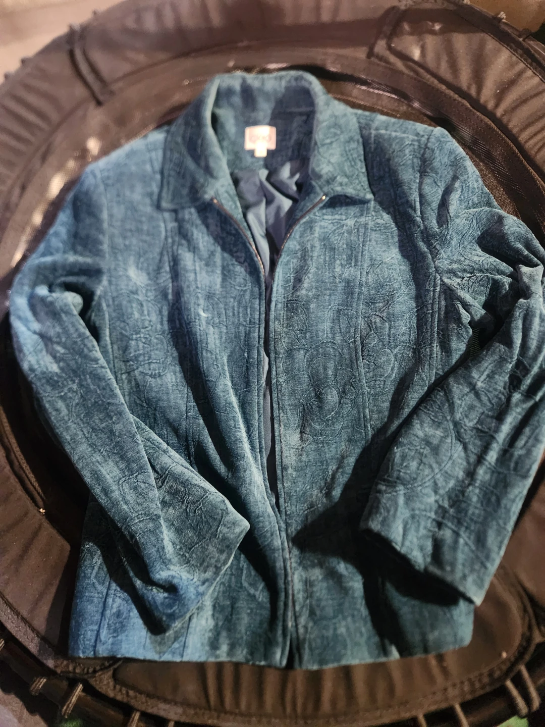 Cleo Teal Velvet Burnout Blazer