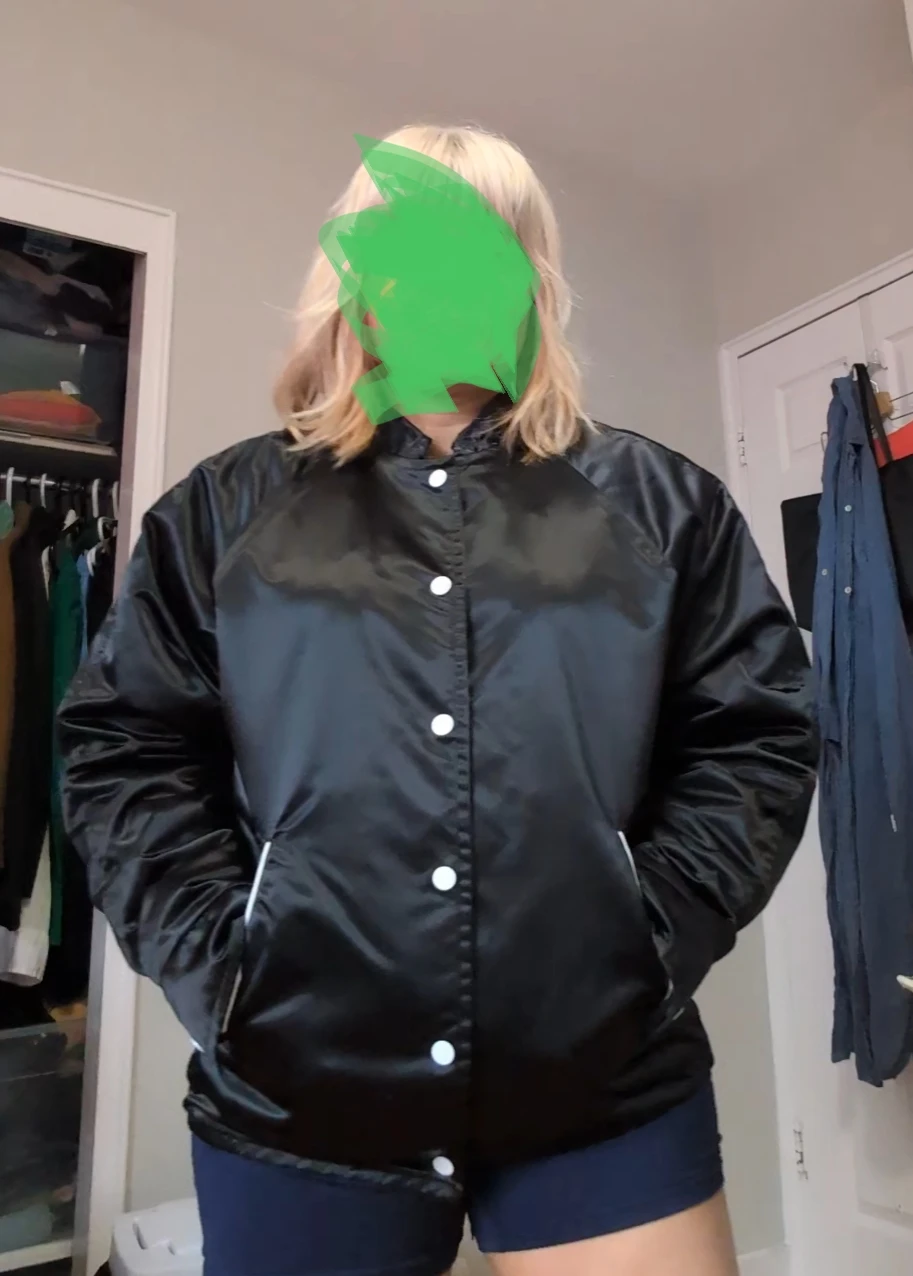 NUNCHUCKABEE Black Satin Bomber Jacket Size S