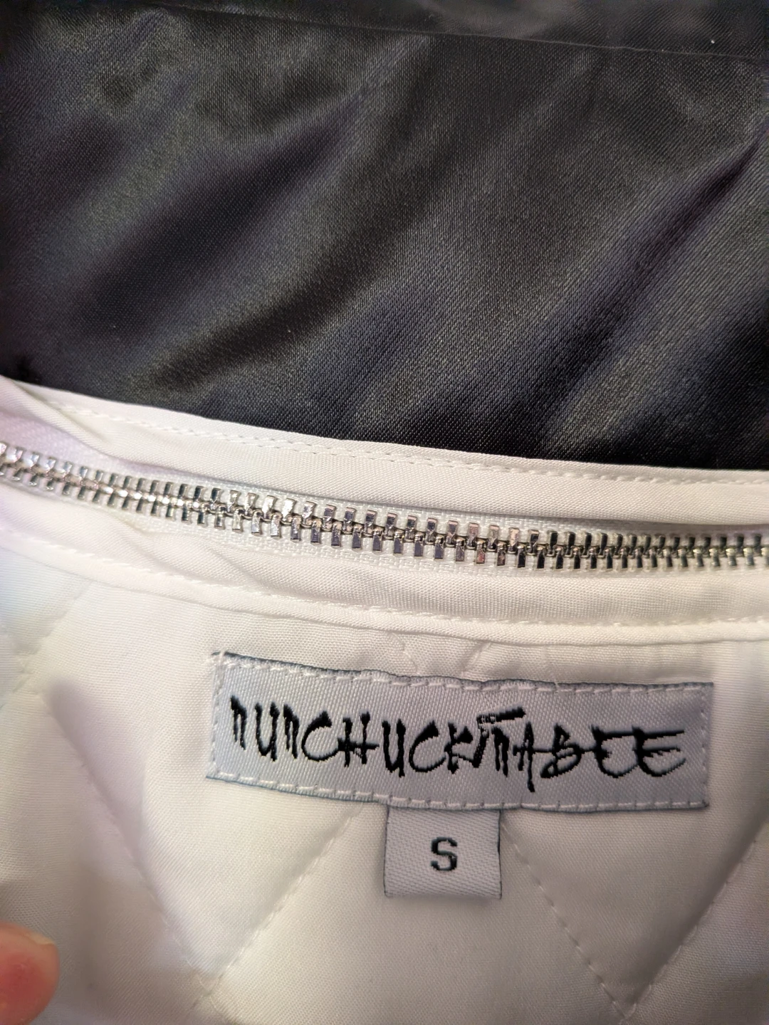 NUNCHUCKABEE Black Satin Bomber Jacket Size S - photo 2