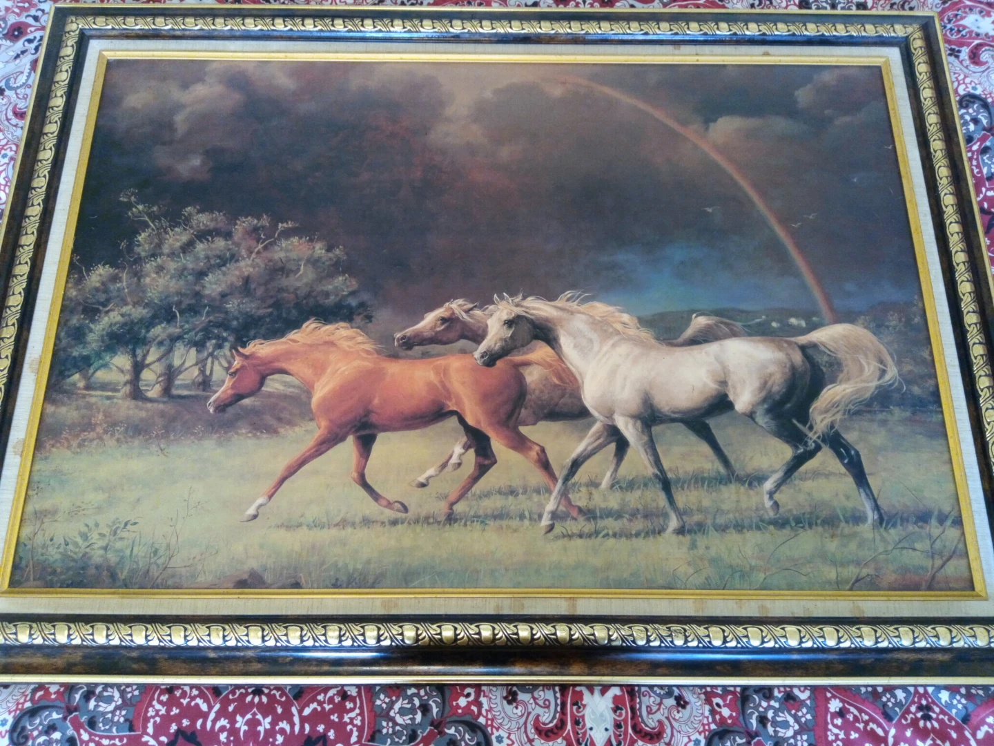 Framed Print of Three Horses with Rainbow - photo 2