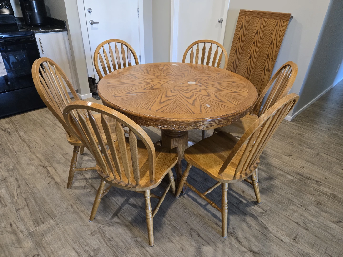 Oak Dining Table Set with 6 Chairs