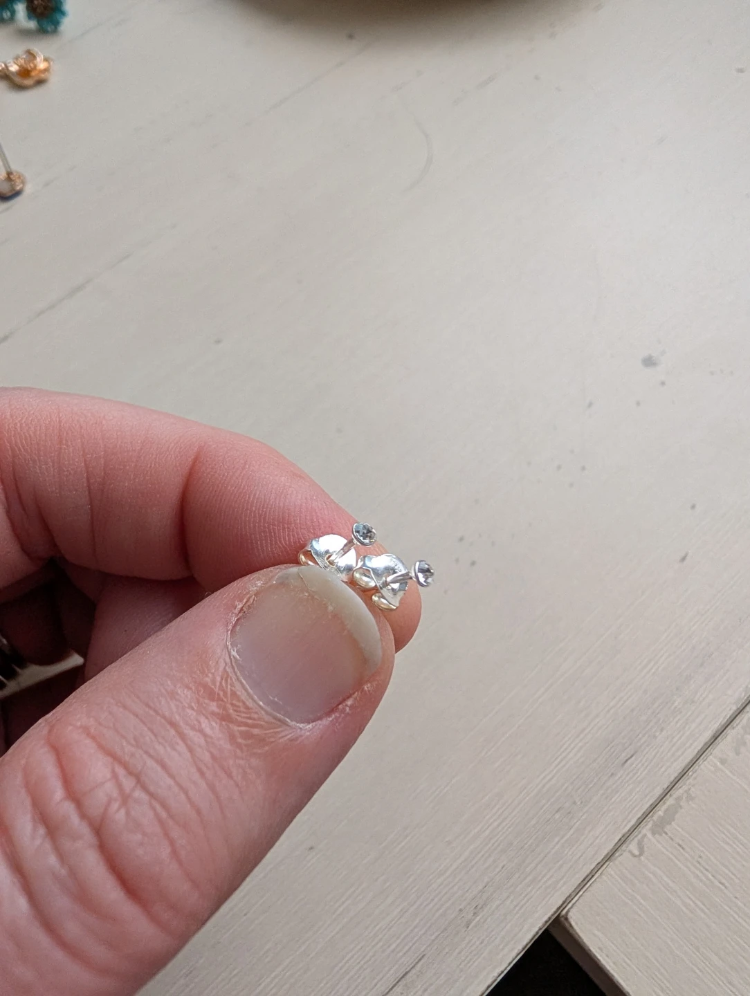 Silver Stud Earrings with Clear Stones - photo 2