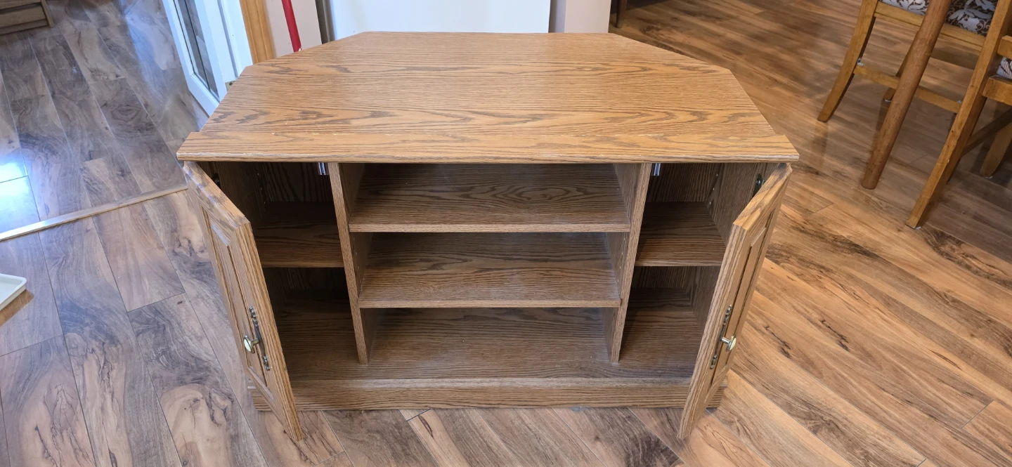 Wooden Corner TV Stand with Cabinet