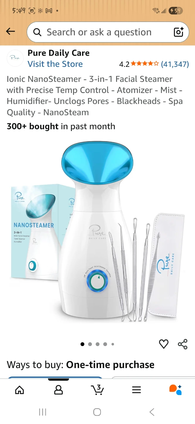 Pure Daily Care Nano Ionic Facial Steamer 3-in-1