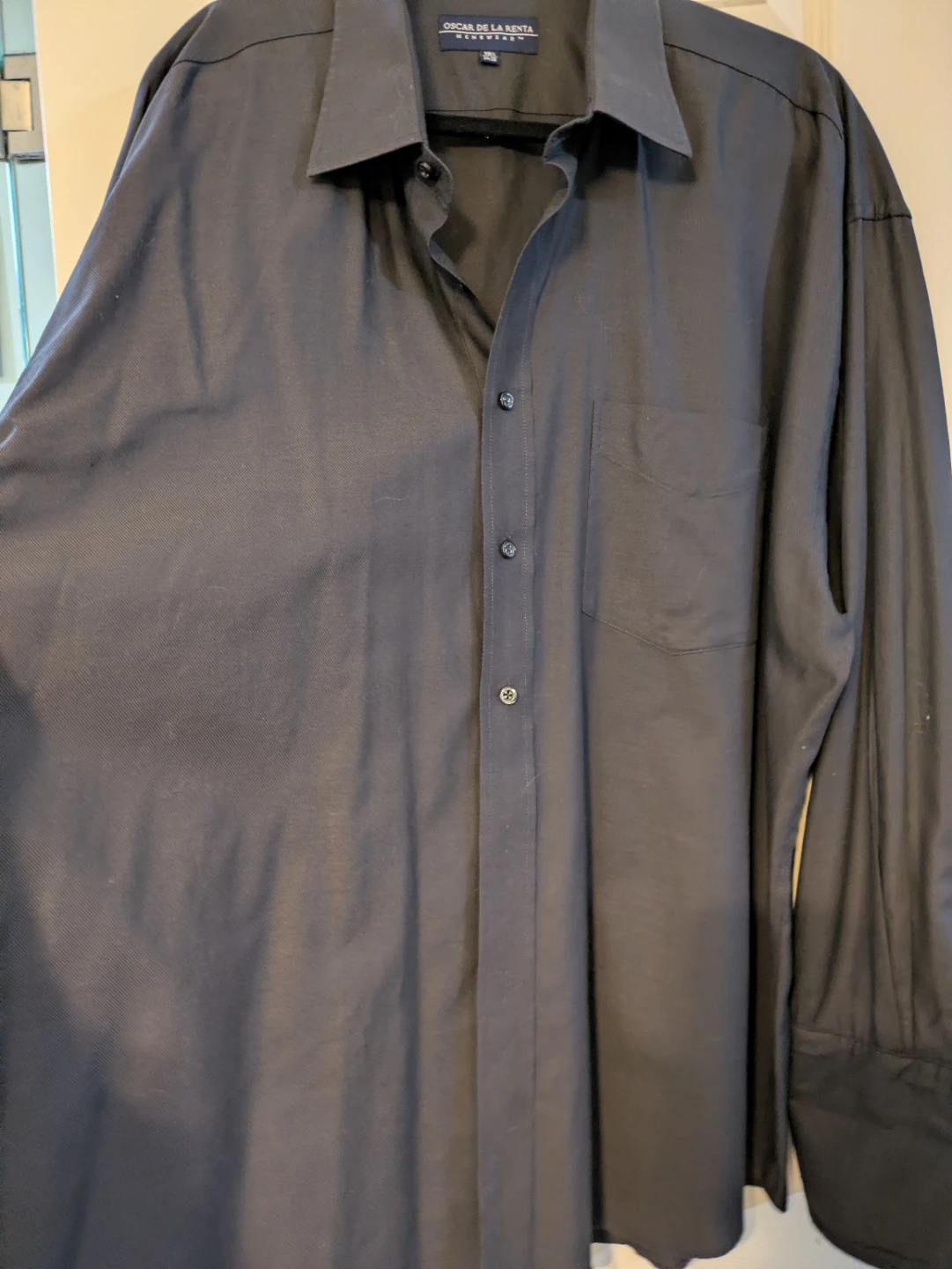 Oscar de la Renta Menswear Black Dress Shirt - 18 1/2