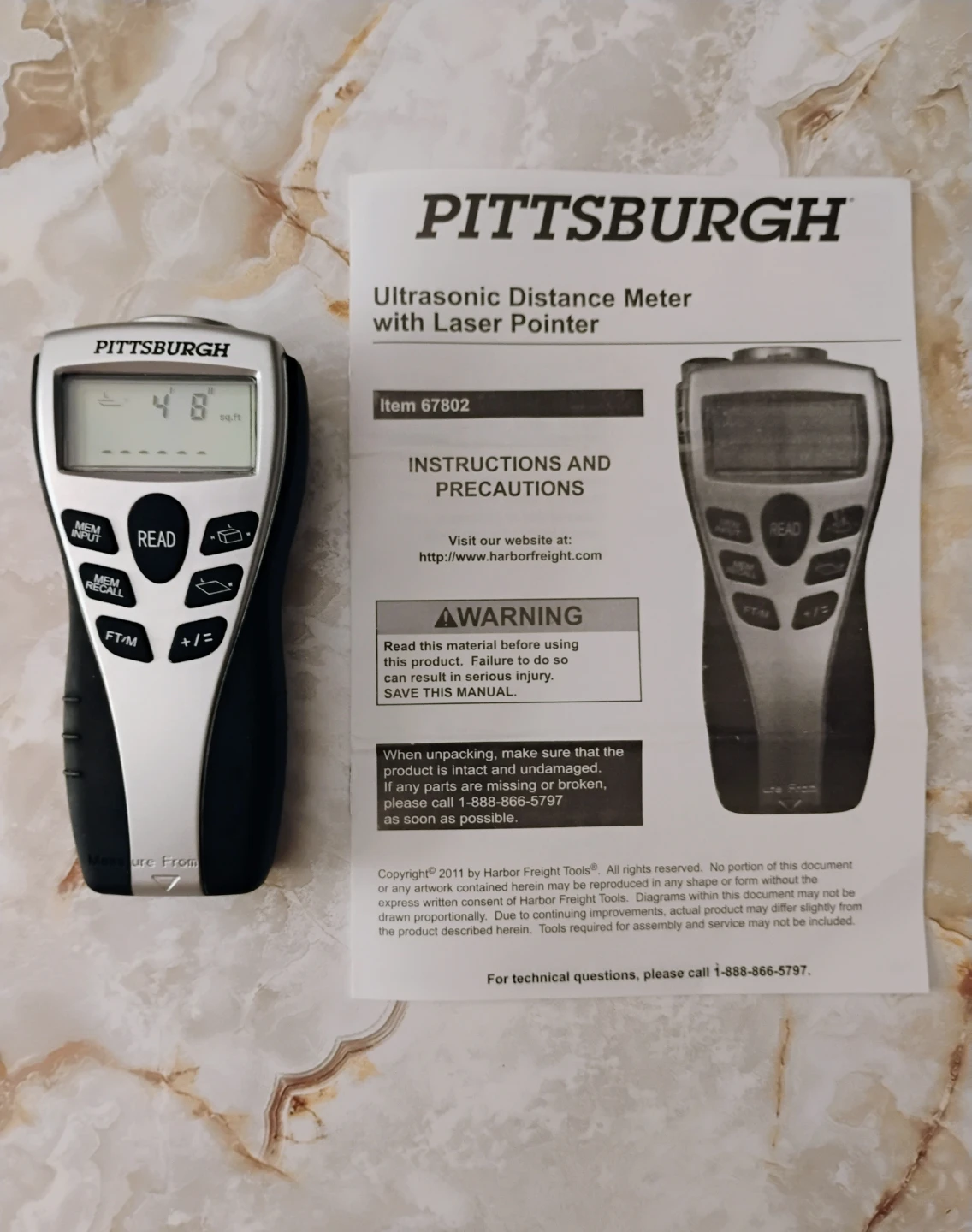 ULTRASONIC DISTANCE METER WITH LASER POINTER #67082