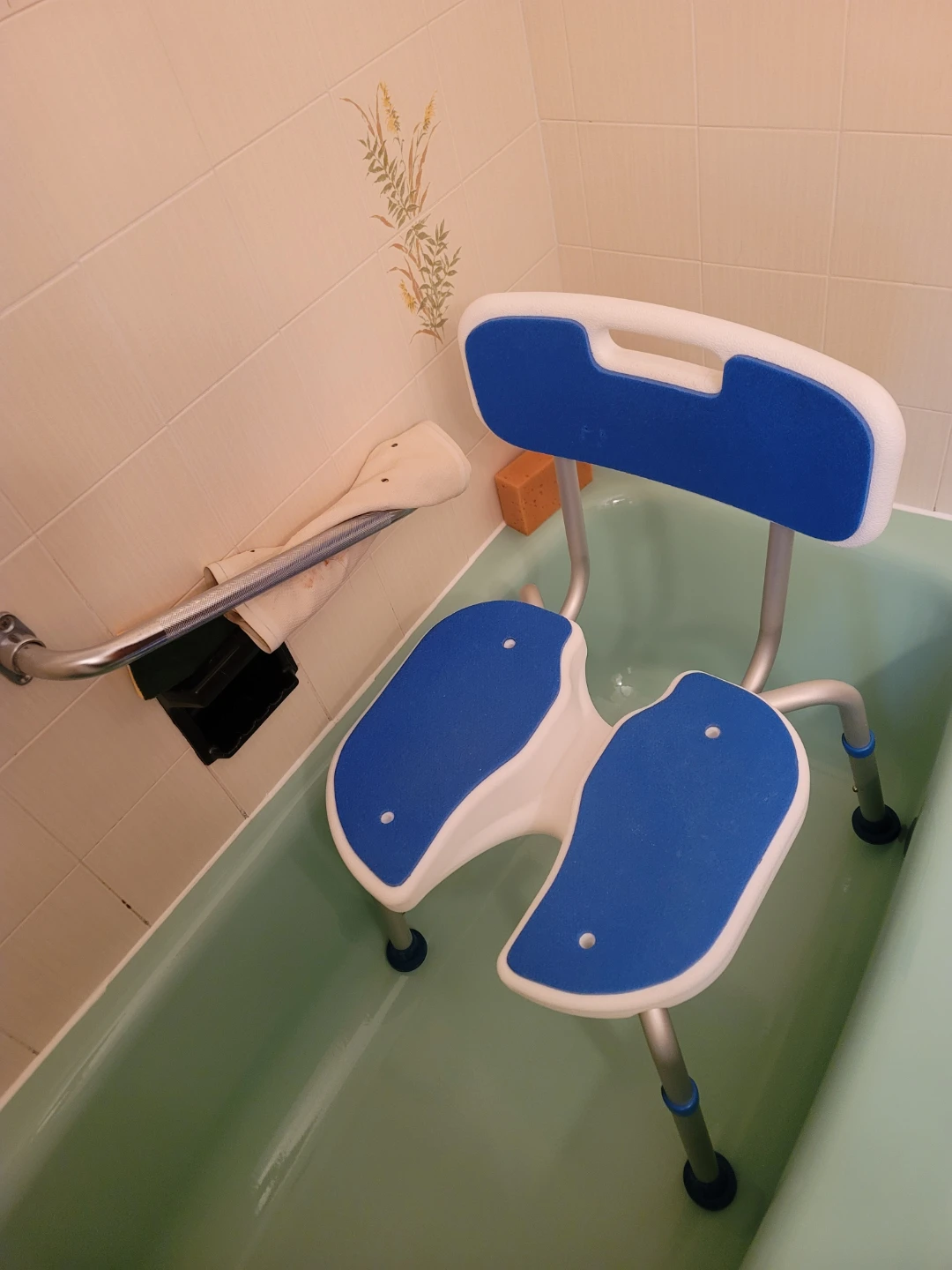 Bath Transfer Bench with Blue Seat