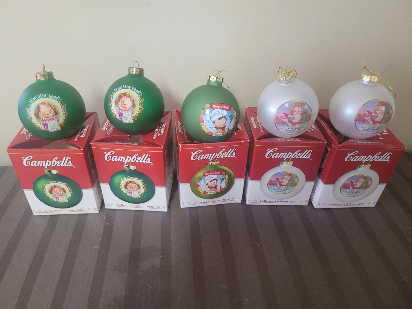 5 Campbell's Collector's Edition Christmas Ornaments