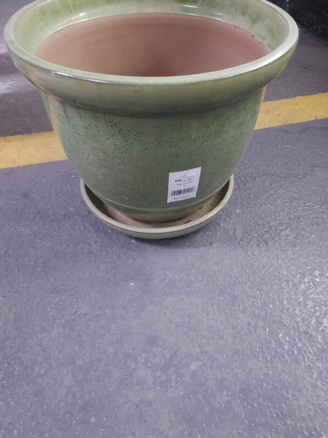 Green Ceramic Planter Pot with Saucer