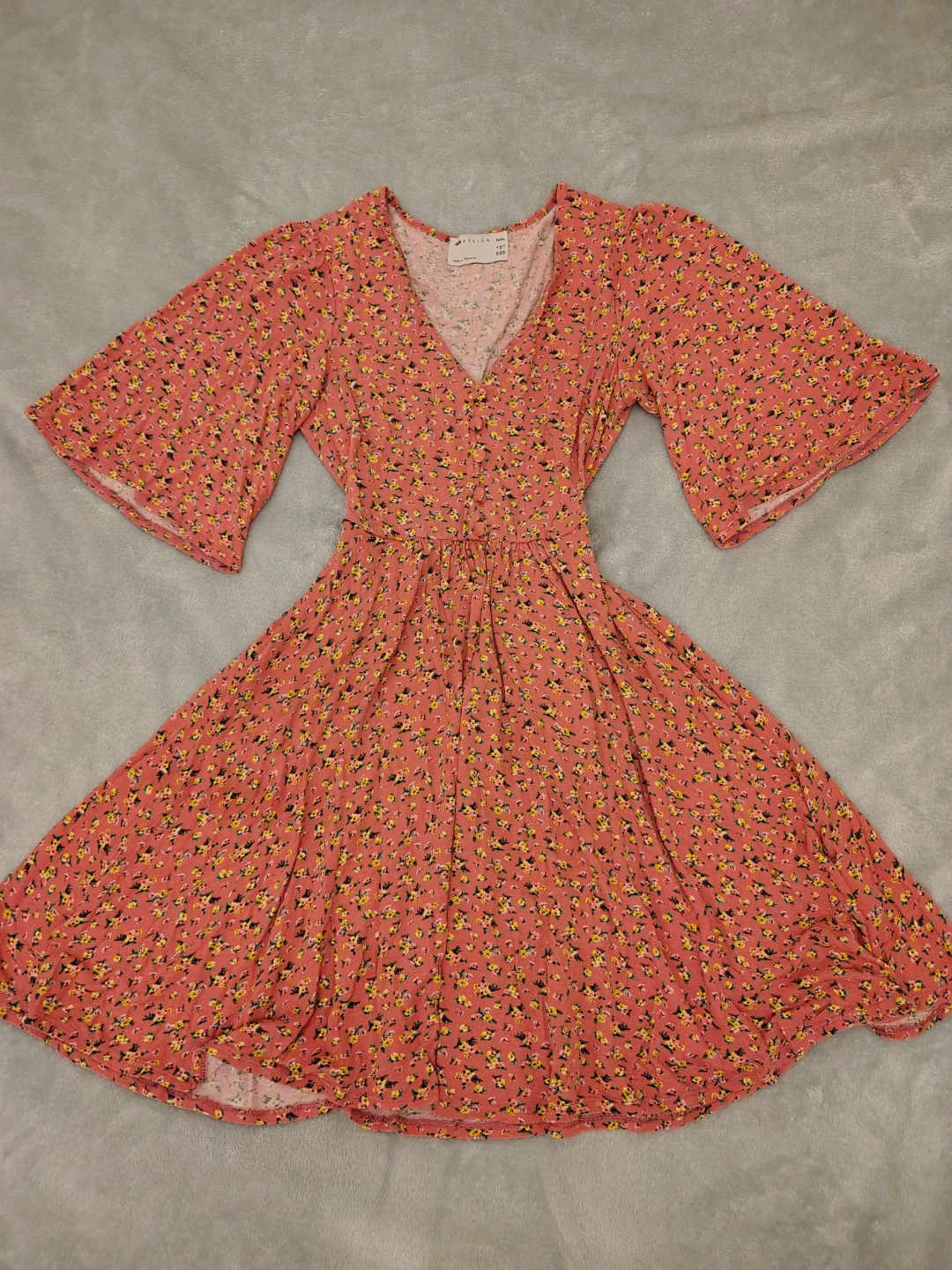 Floral Print Midi Dress bell sleeves - XS/S