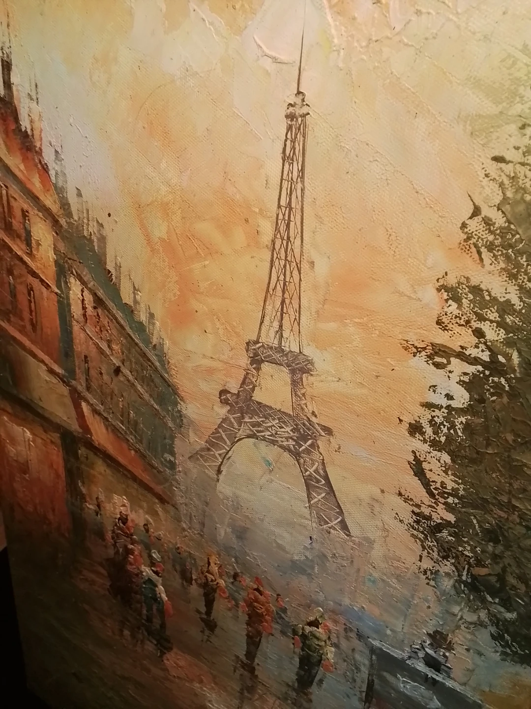 Parisian Street Scene Oil Painting with Eiffel Tower - photo 2
