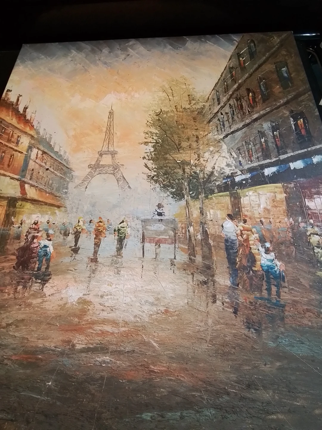 Parisian Street Scene Oil Painting with Eiffel Tower - photo 4