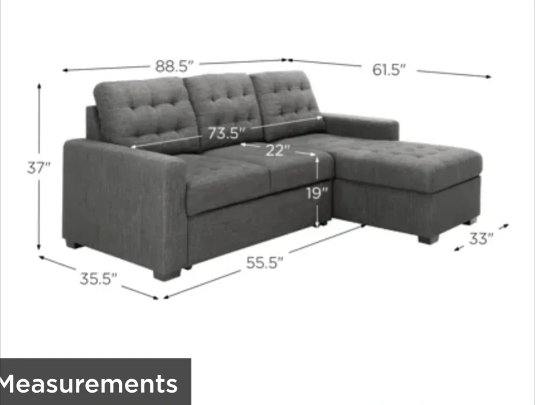 Dark Gray Sectional Sofa with Ottoman - photo 3