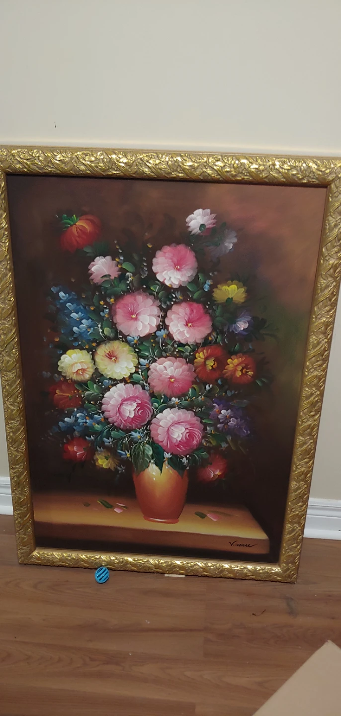 Framed Floral Oil Painting