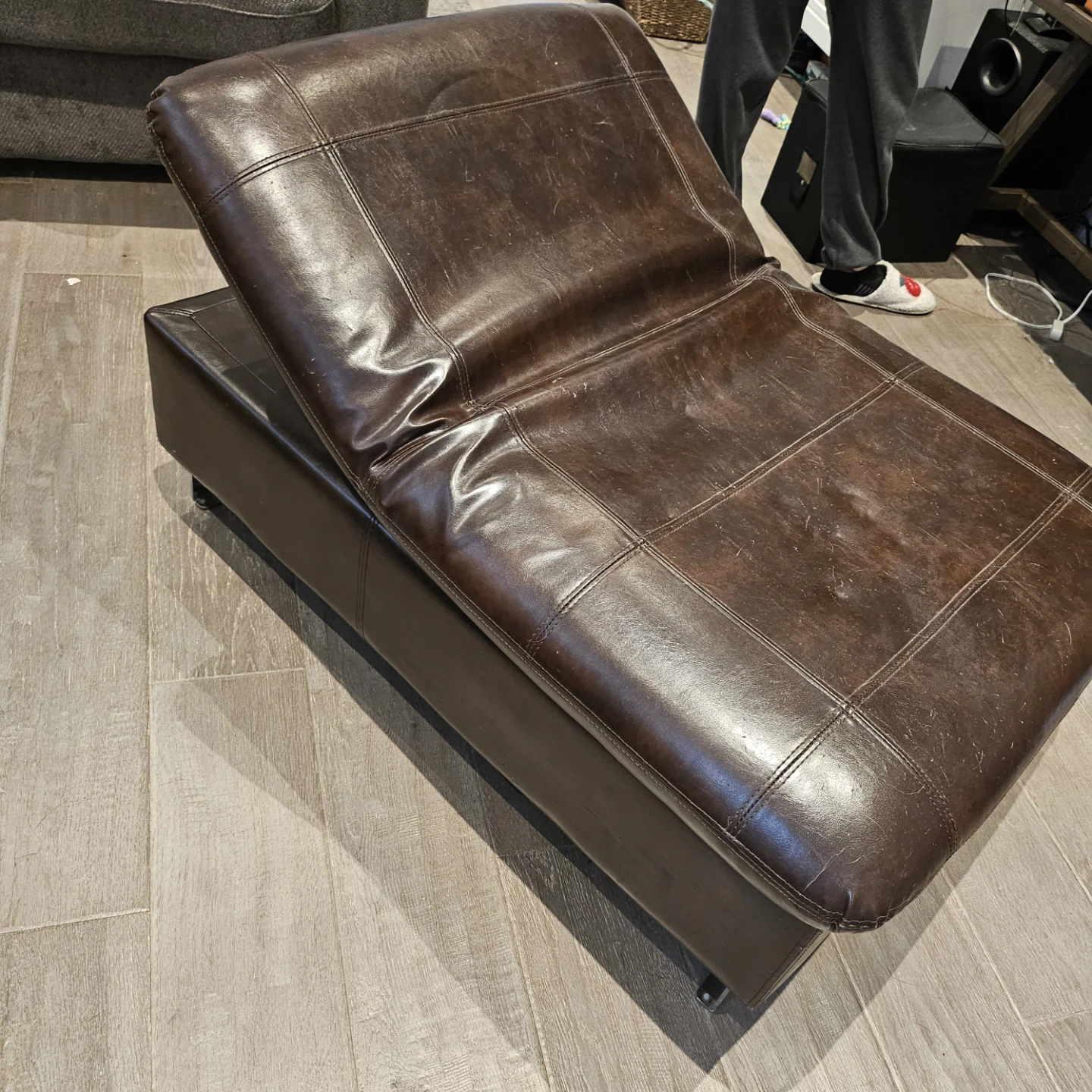 Large Brown Ottoman well loved