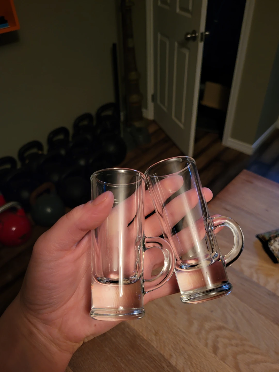 Set of 2 Clear Glass Shot Glasses with Handles