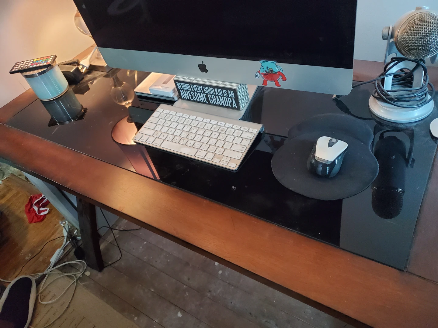 Wooden Desk with Glass Top & Keyboard Tray - photo 3