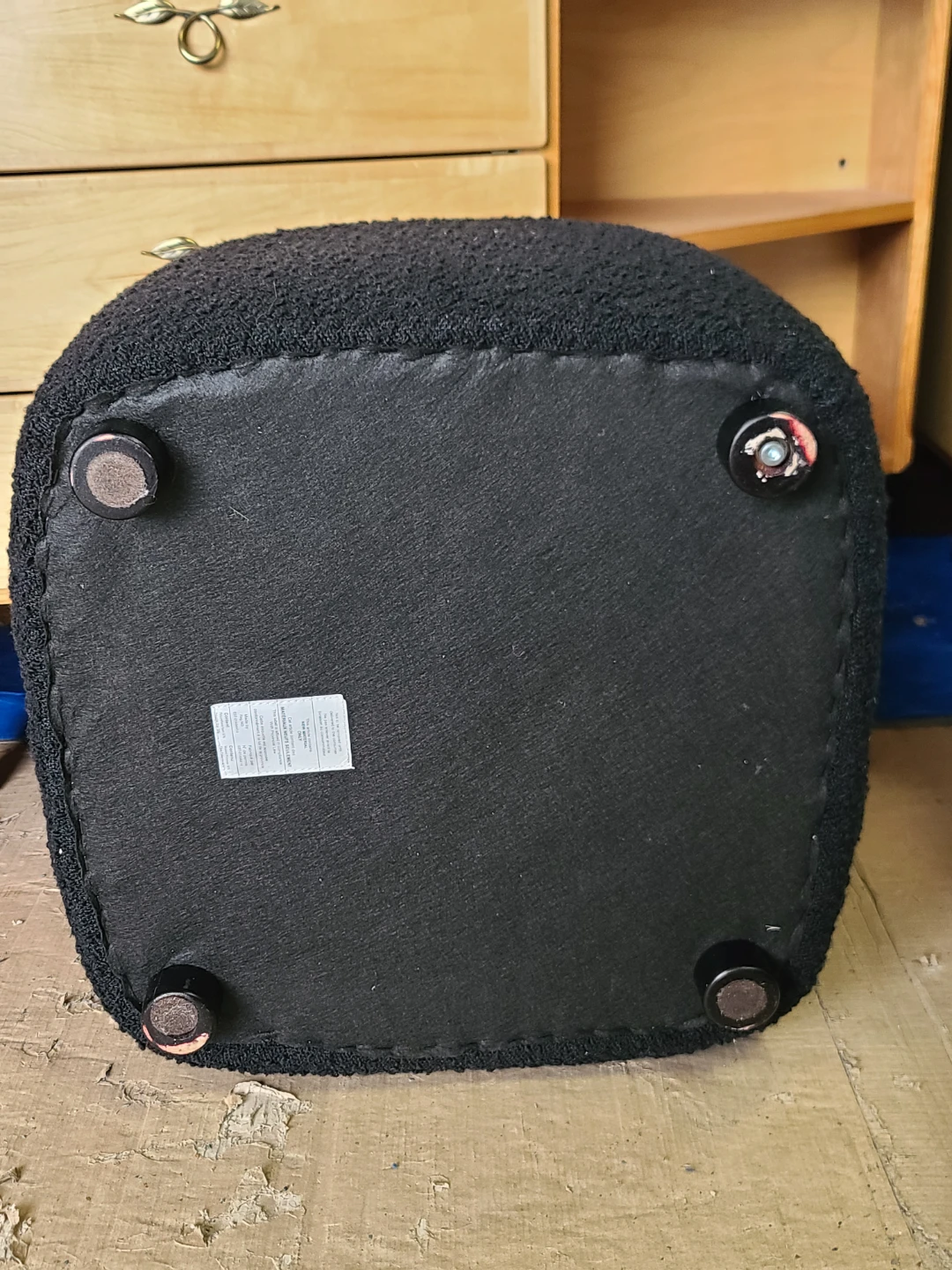 Black Bouclé Footstool Ottoman - photo 3