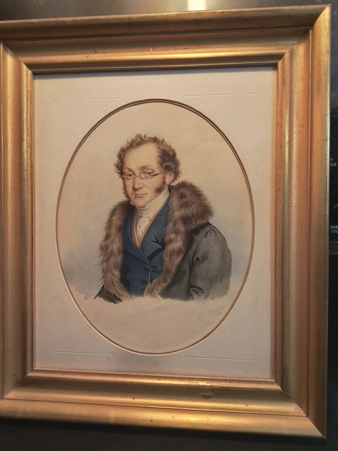 Antique Portrait dated 1827 by Kriehuber 12x14.25"