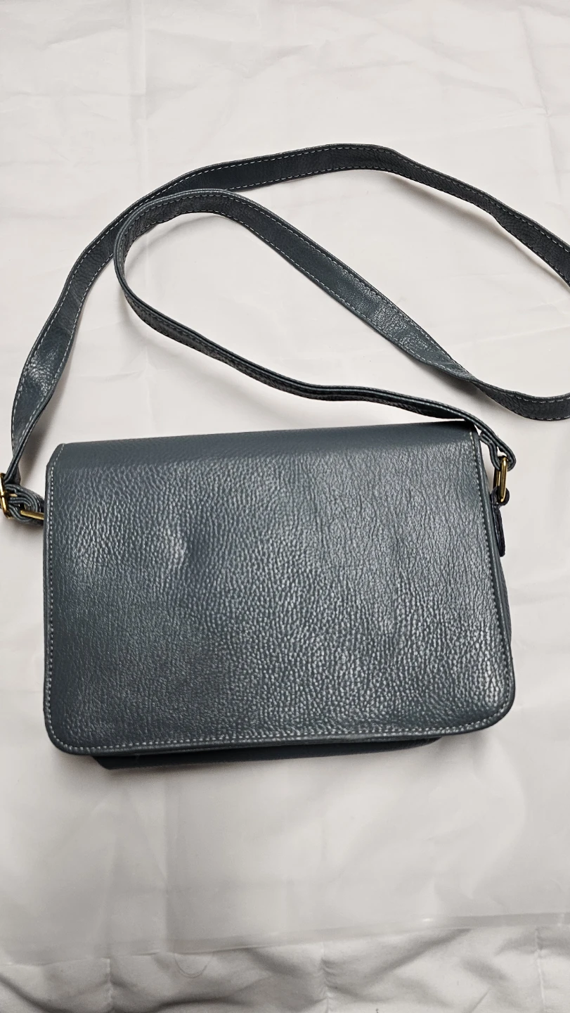 Bluish Grey Faux Leather Crossbody Bag - photo 5