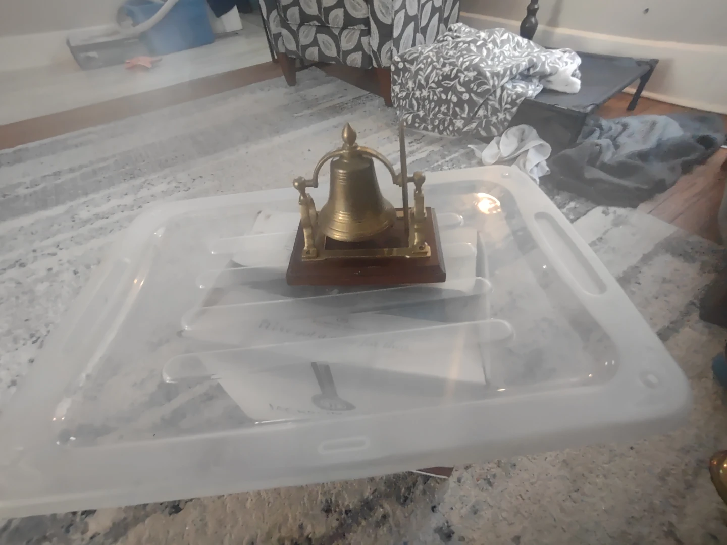 Brass Bell with Wooden Base
