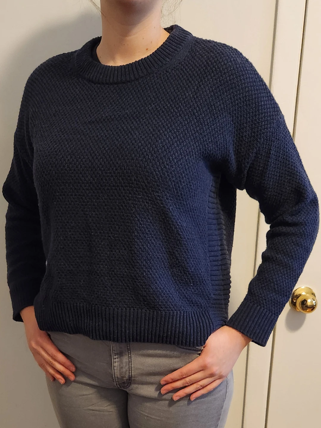 Madewell Women's Navy Textured Crewneck Sweater Size M