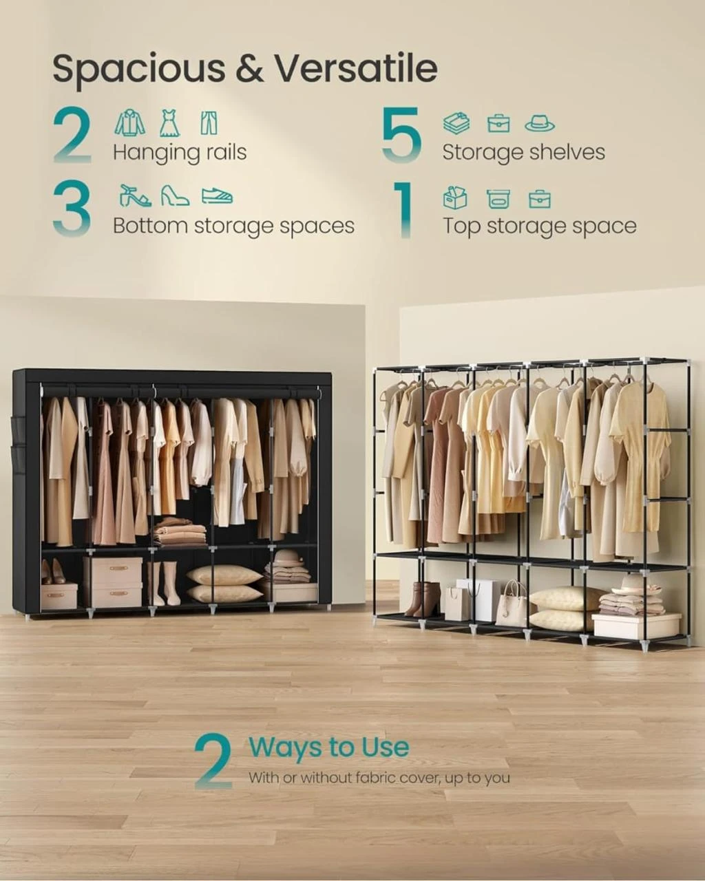 SONGMICS Portable Clothes Closet Wardrobe - photo 2