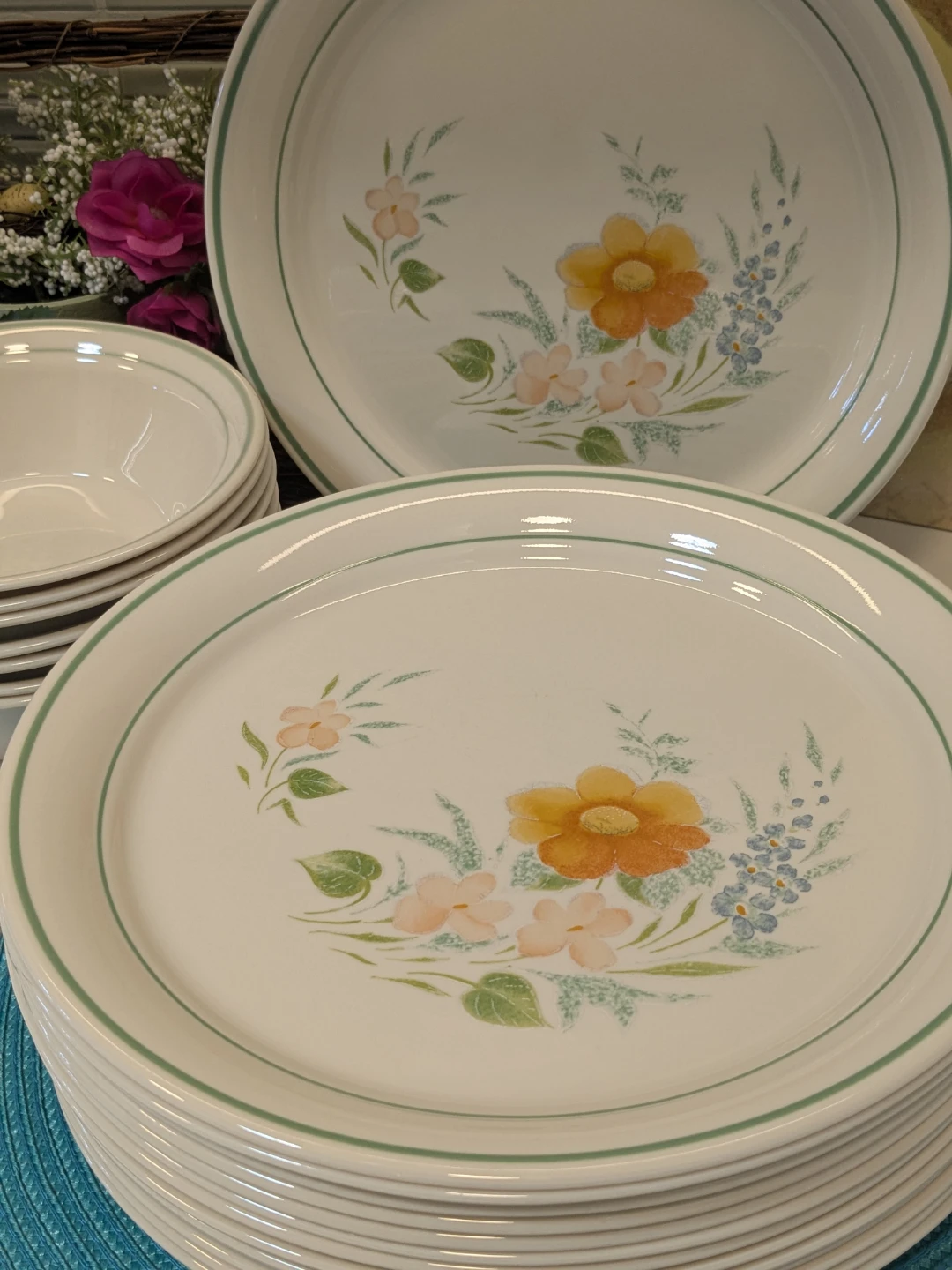 Corelle Dinner Plates and Bowls Set - Floral Pattern