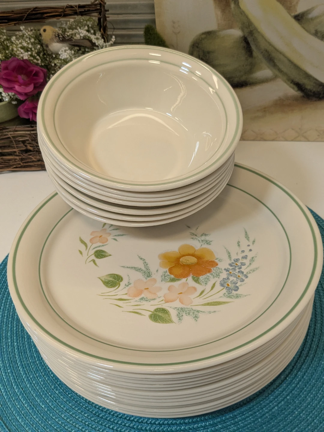 Corelle Dinner Plates and Bowls Set - Floral Pattern - photo 2