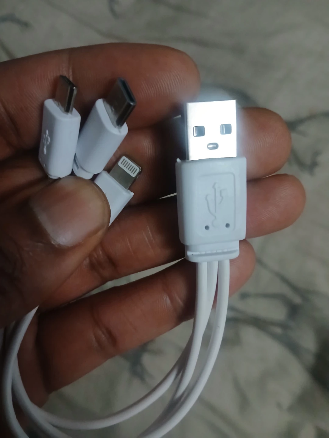 White 3-in-1 USB Charging Cable