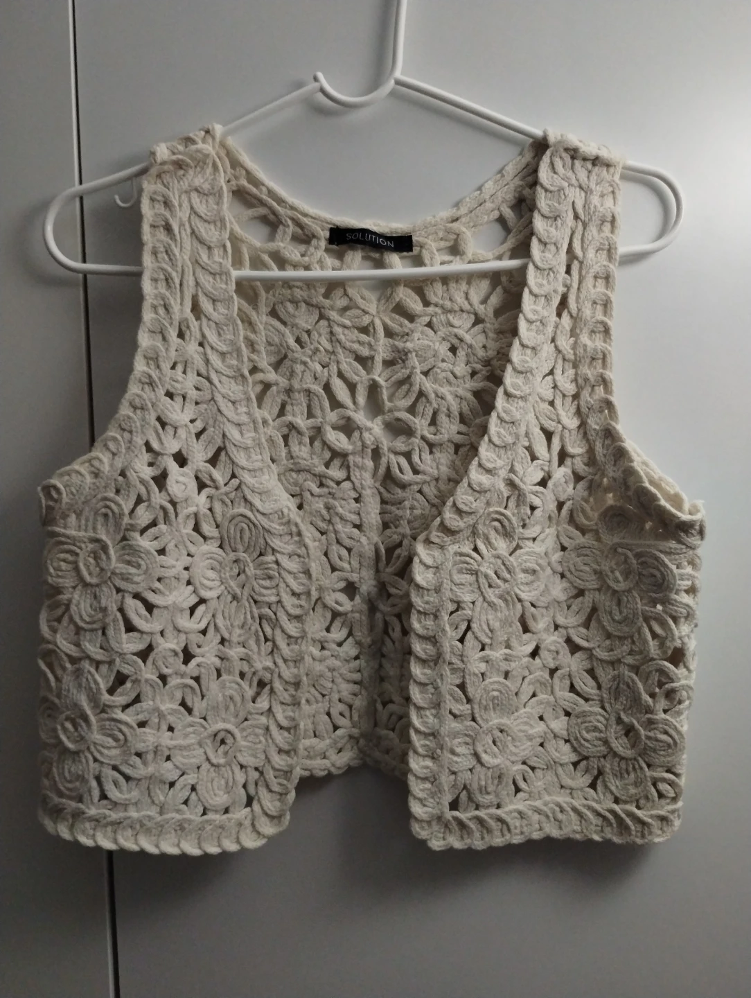 Solution Cream Crochet Knit Vest
