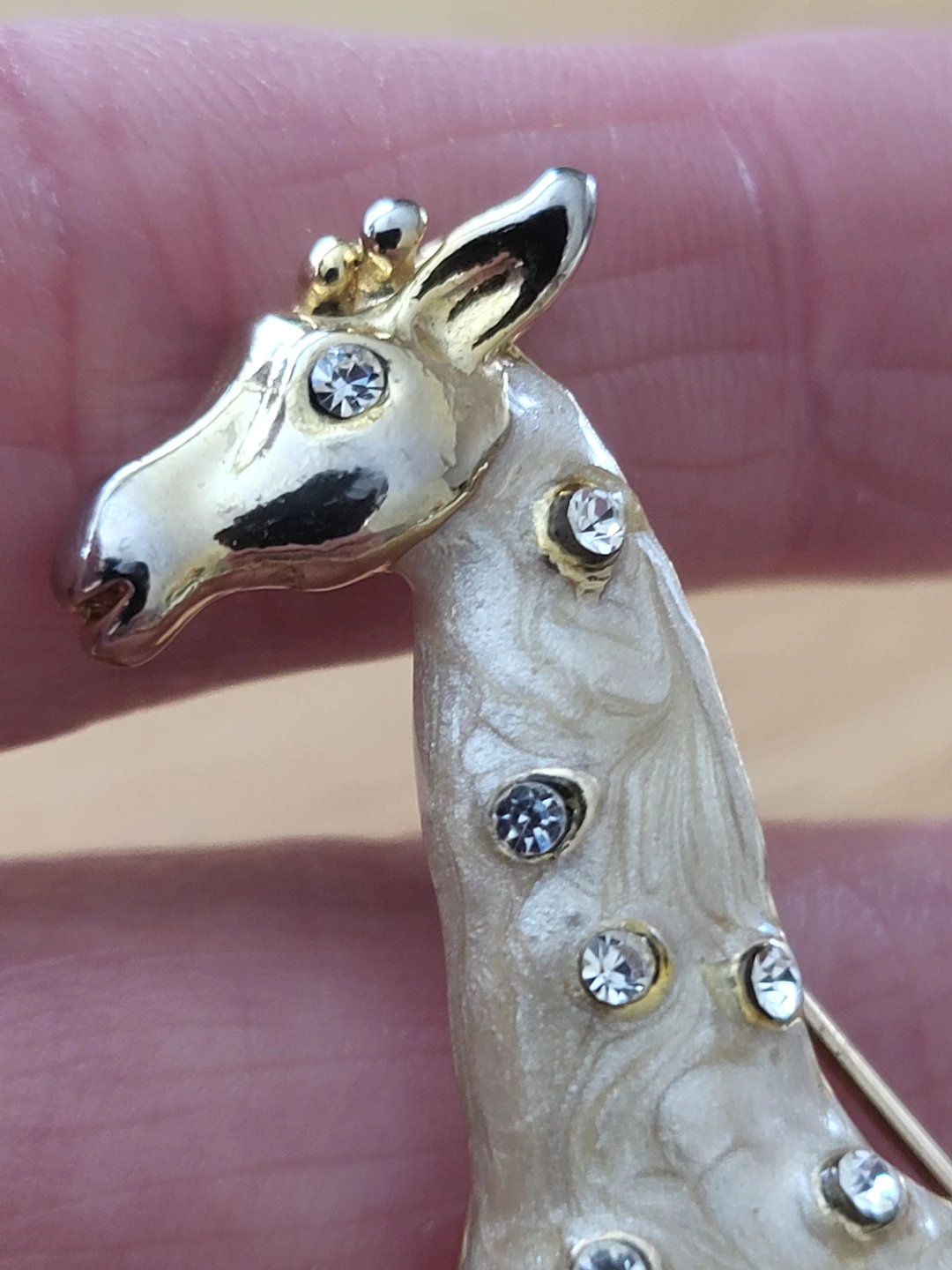 Gold-tone Giraffe Brooch with Rhinestones - photo 4