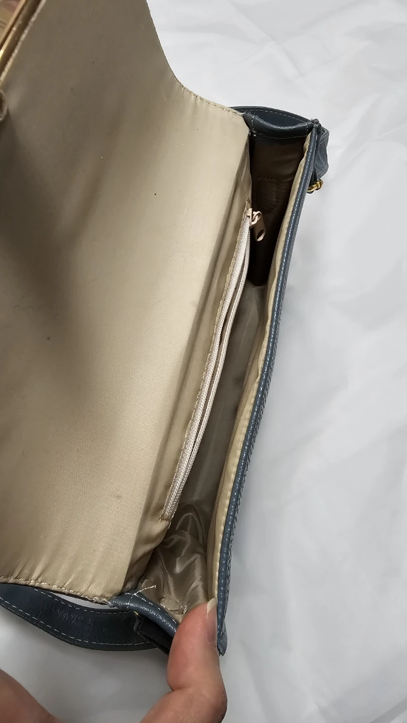 Bluish Grey Faux Leather Crossbody Bag - photo 4