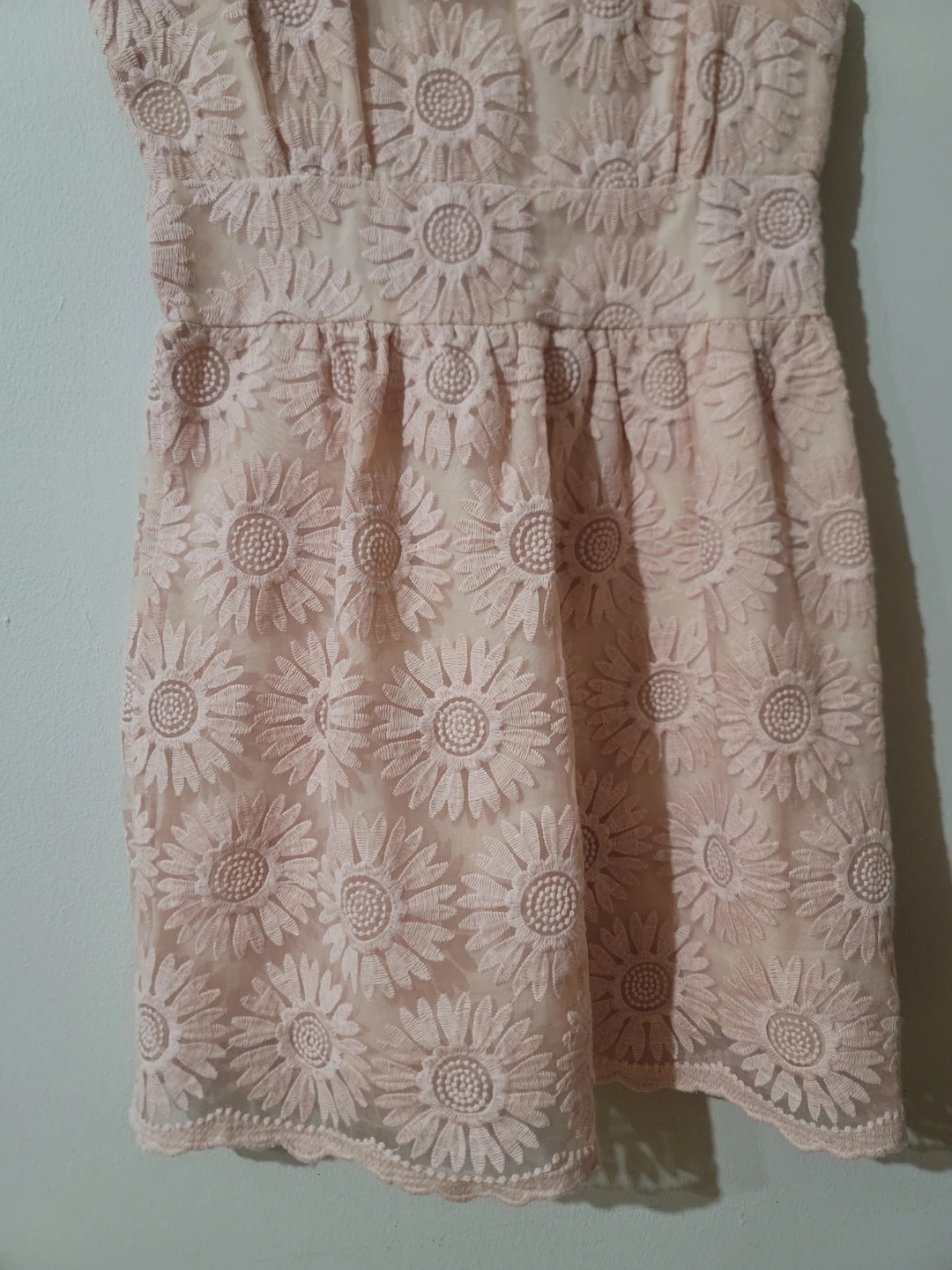 Pink Daisy Lace Dress Coquette Cottage Sz M Spring Easter - photo 5