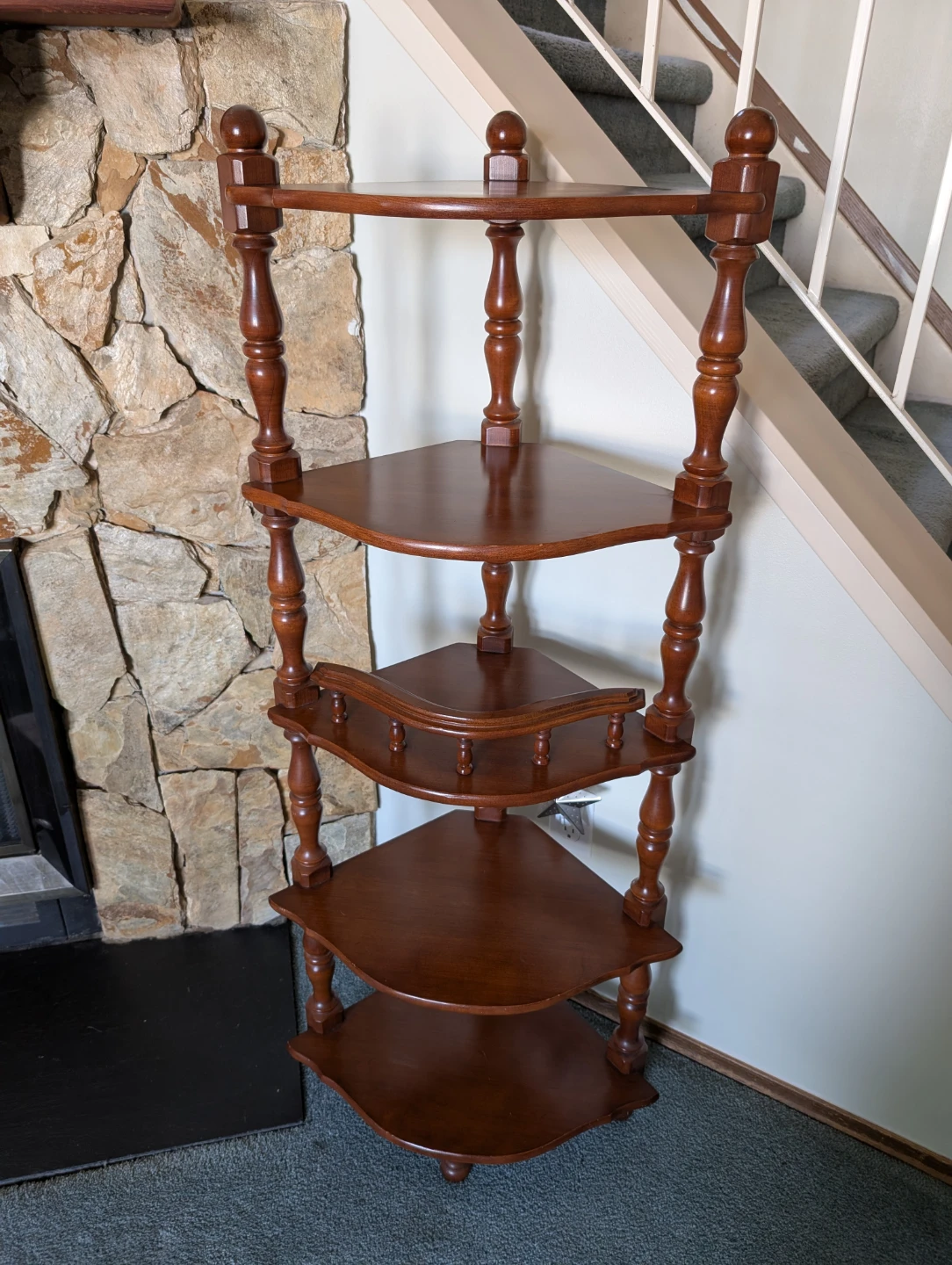 Vintage Wooden Corner 5 tiered Shelf - photo 2