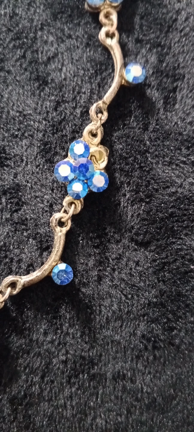 Vintage 🔥 Silver-tone necklace with blue flower charms - photo 2