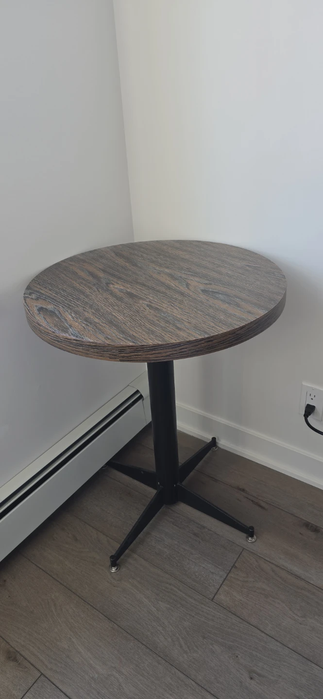 Round Wood-Look Accent Table
