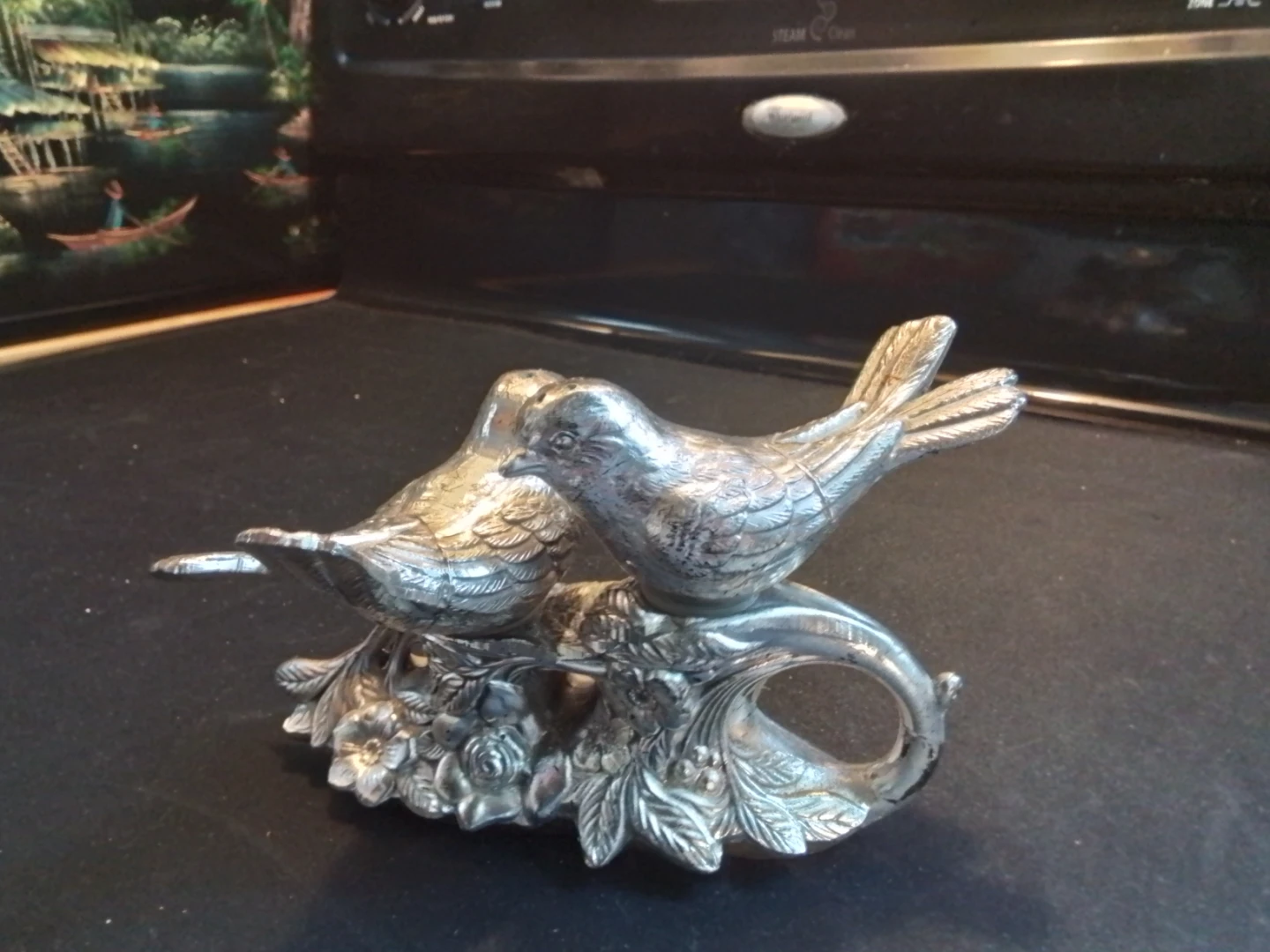Vintage Silver Plated Perched Lovebirds Salt & Pepper Shakers - photo 3