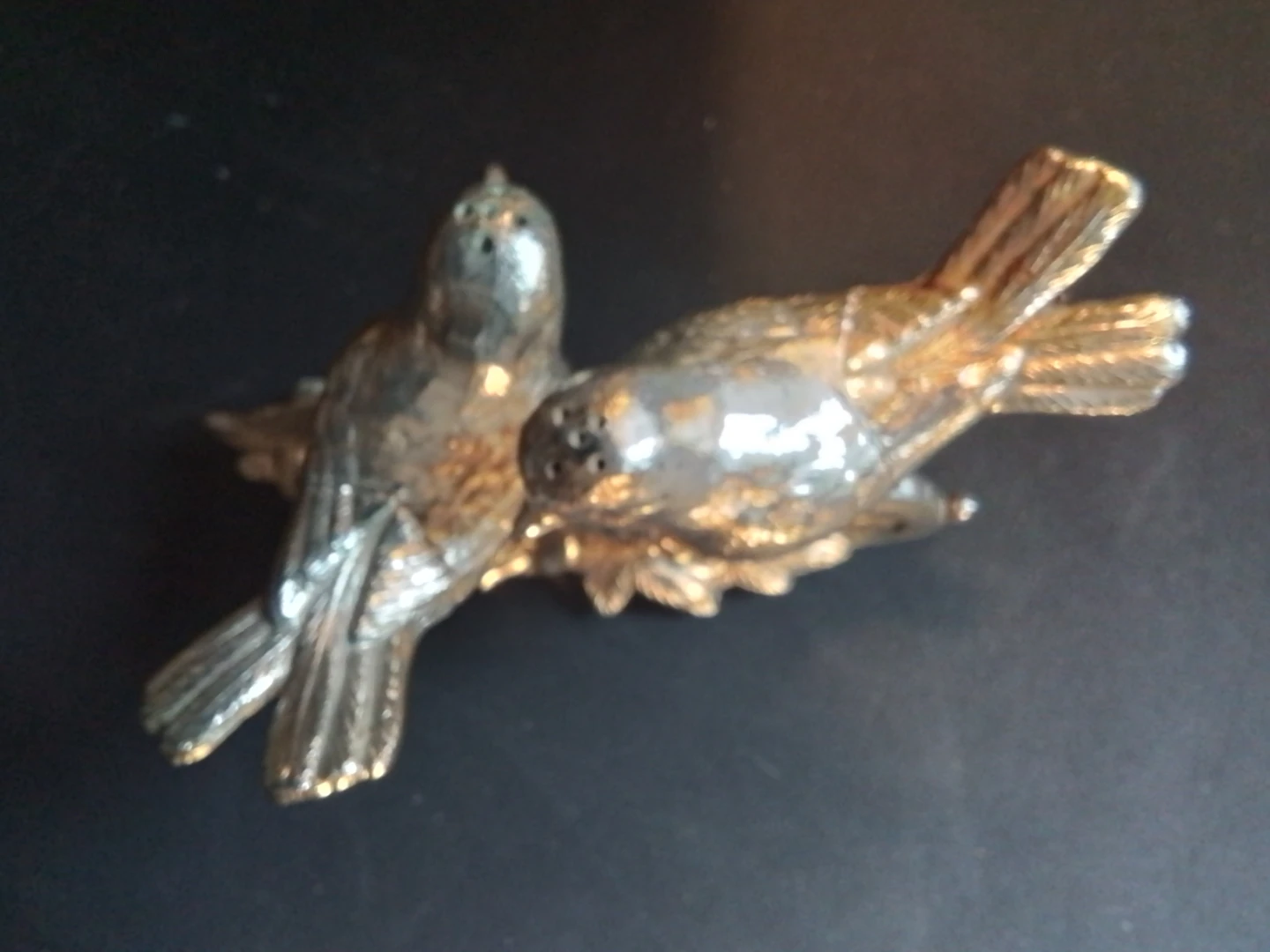 Vintage Silver Plated Perched Lovebirds Salt & Pepper Shakers - photo 4