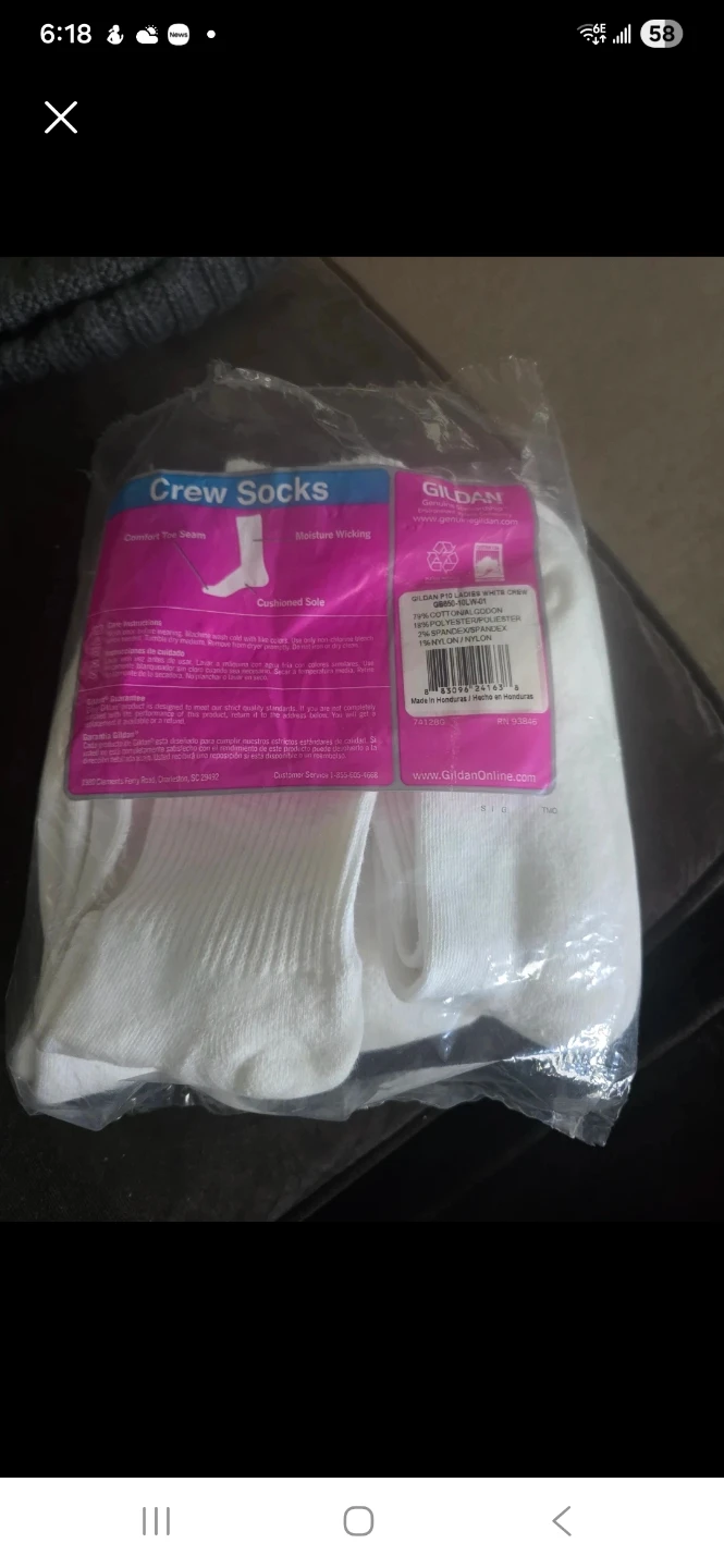 Gildan Ladies White Crew Socks