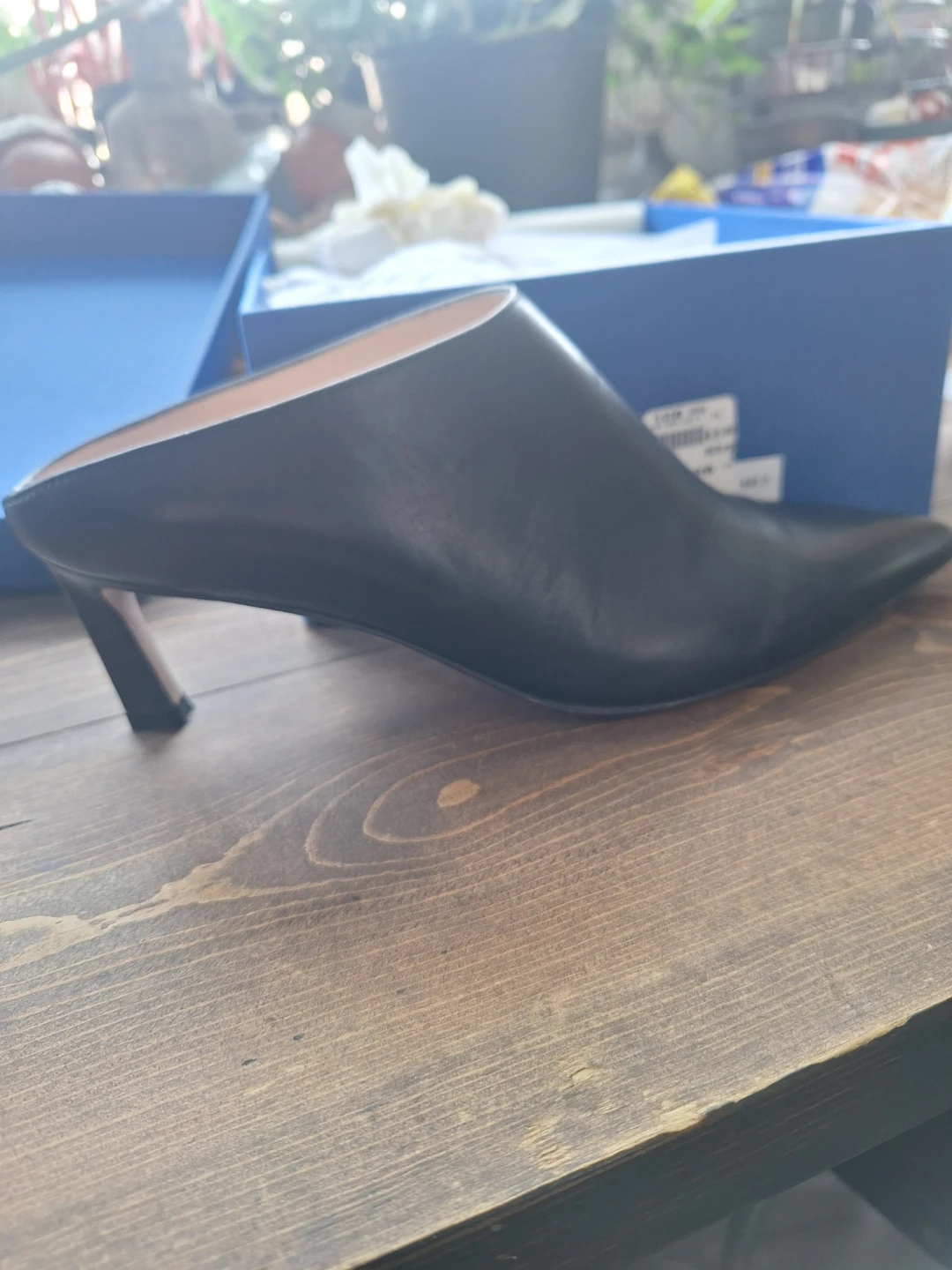 Stuart Weitzman Black Leather Mules - Size 7