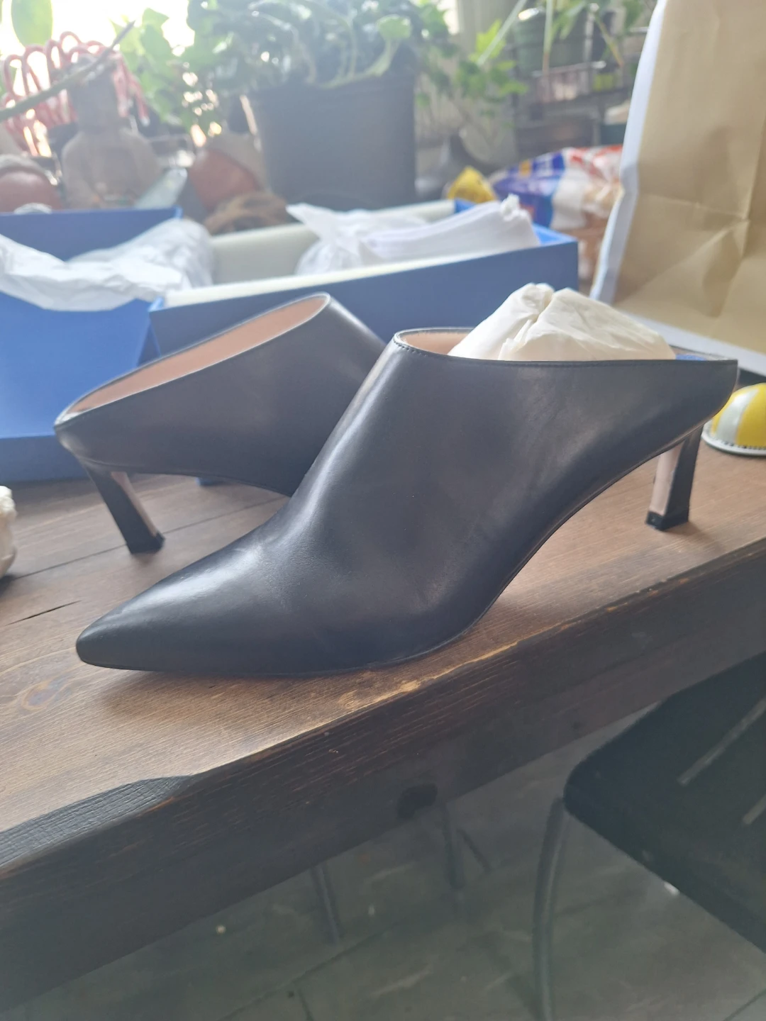 Stuart Weitzman Black Leather Mules - Size 7 - photo 2
